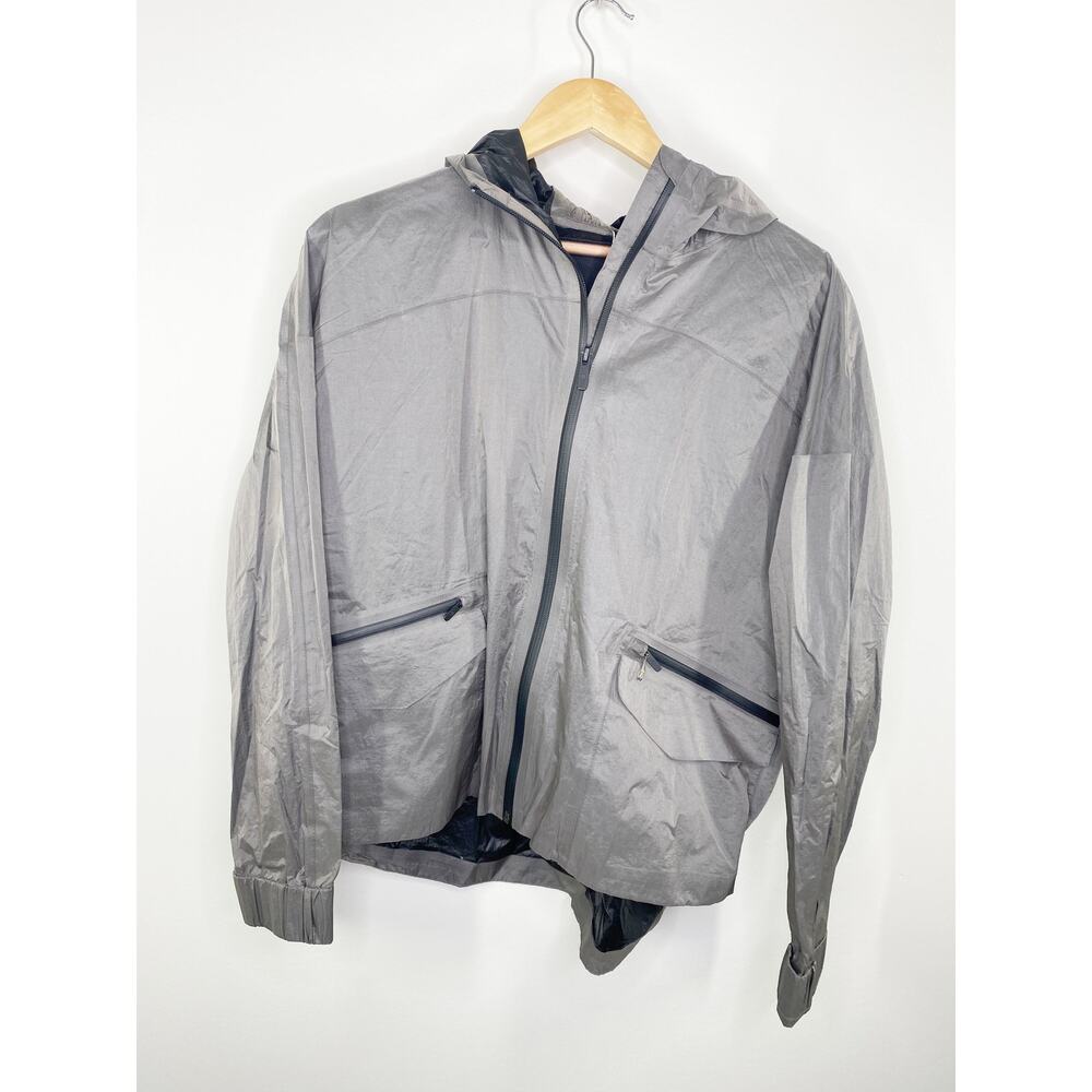 Lululemon Drizzle Down Lightweight Grey Full‎ Zip Rain Jacket Women's Size 10